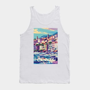 Cannes, France, Vintage Travel Poster Tank Top